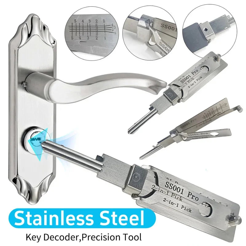 Stainless Steel Precision Tool SS001 Pro O-ring Pickup Kit Hook Tool Maintenance Repair Kit Key Decoder Only for Straight Groove