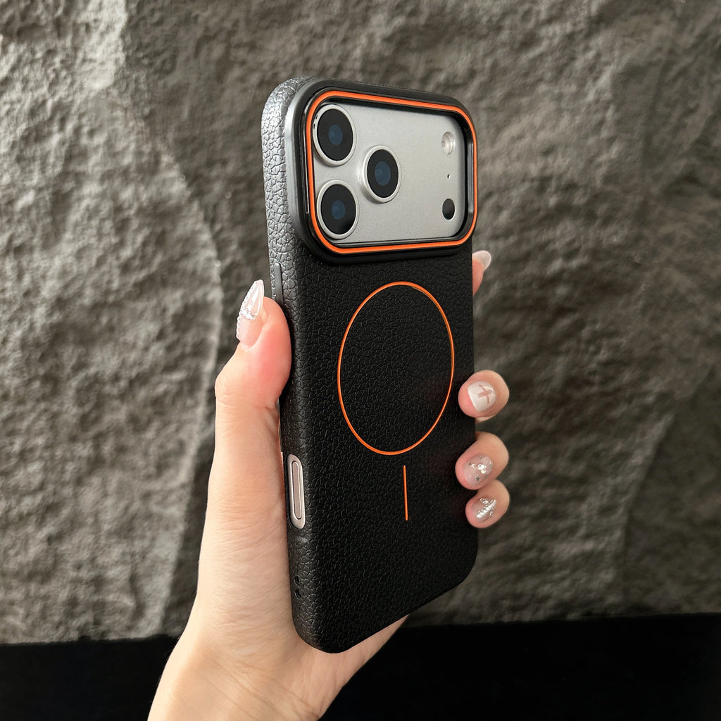 Magnetic iPhone Case with Lichee Pattern | Shock-Absorbing Slim TPU Cover Black Tidesmit