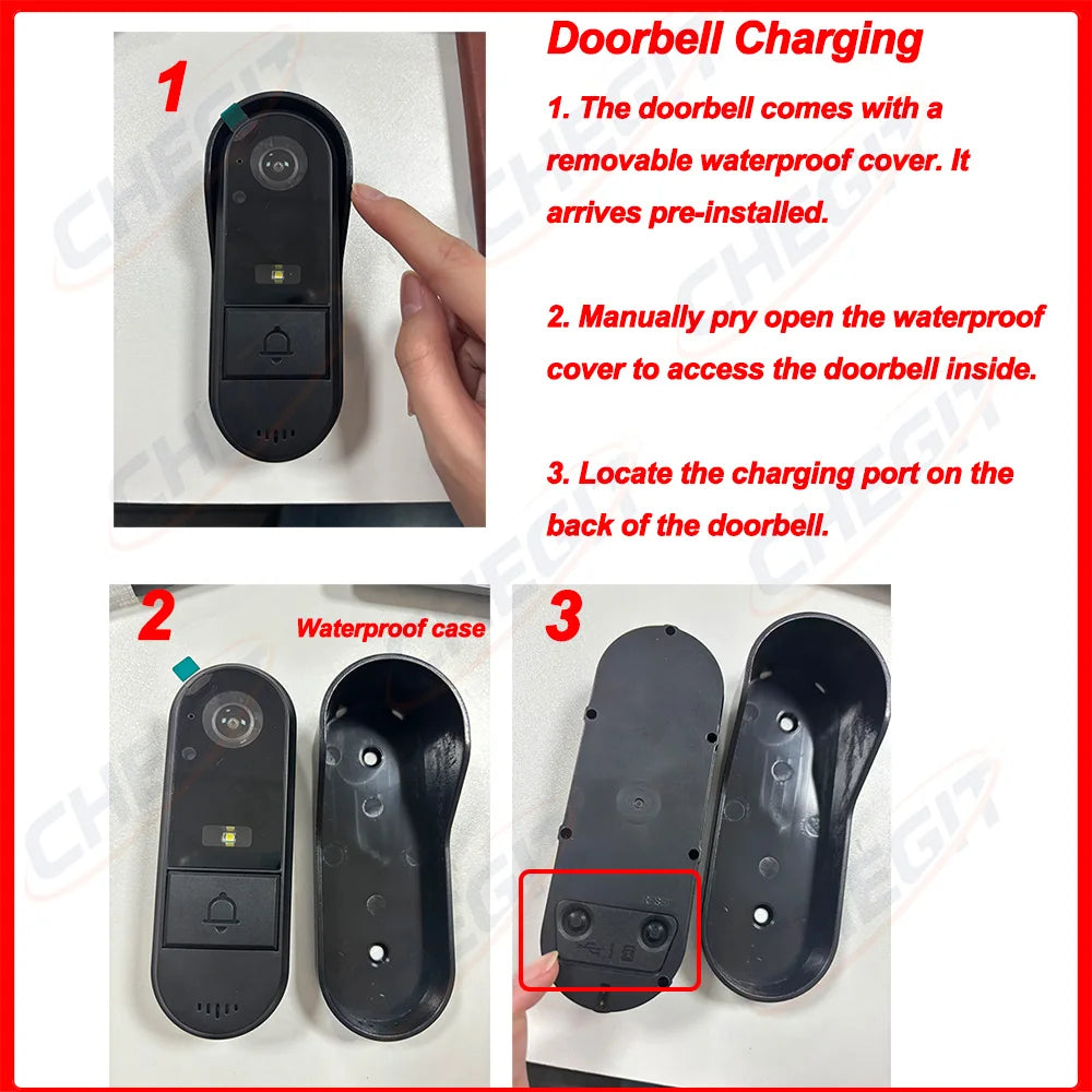Wireless Wifi Doorbell Camera 1080P Video Intercom Doorbell Waterproof 4.3in IPS Screen Home Security Door Bell IR Night Vision