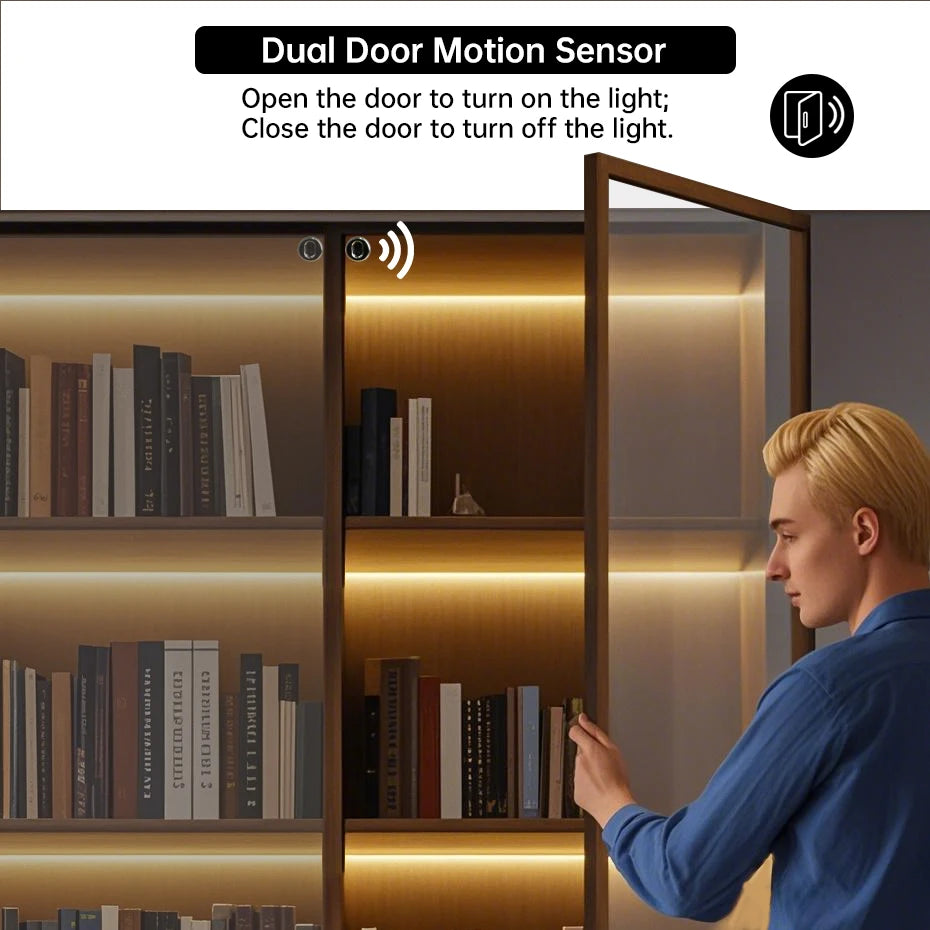 DC 24V COB LED Strip Light AU EU US UK Plug with Door Motion Sensor Control Led Cabinet Lamp for Showcase Wardrobe Lighting