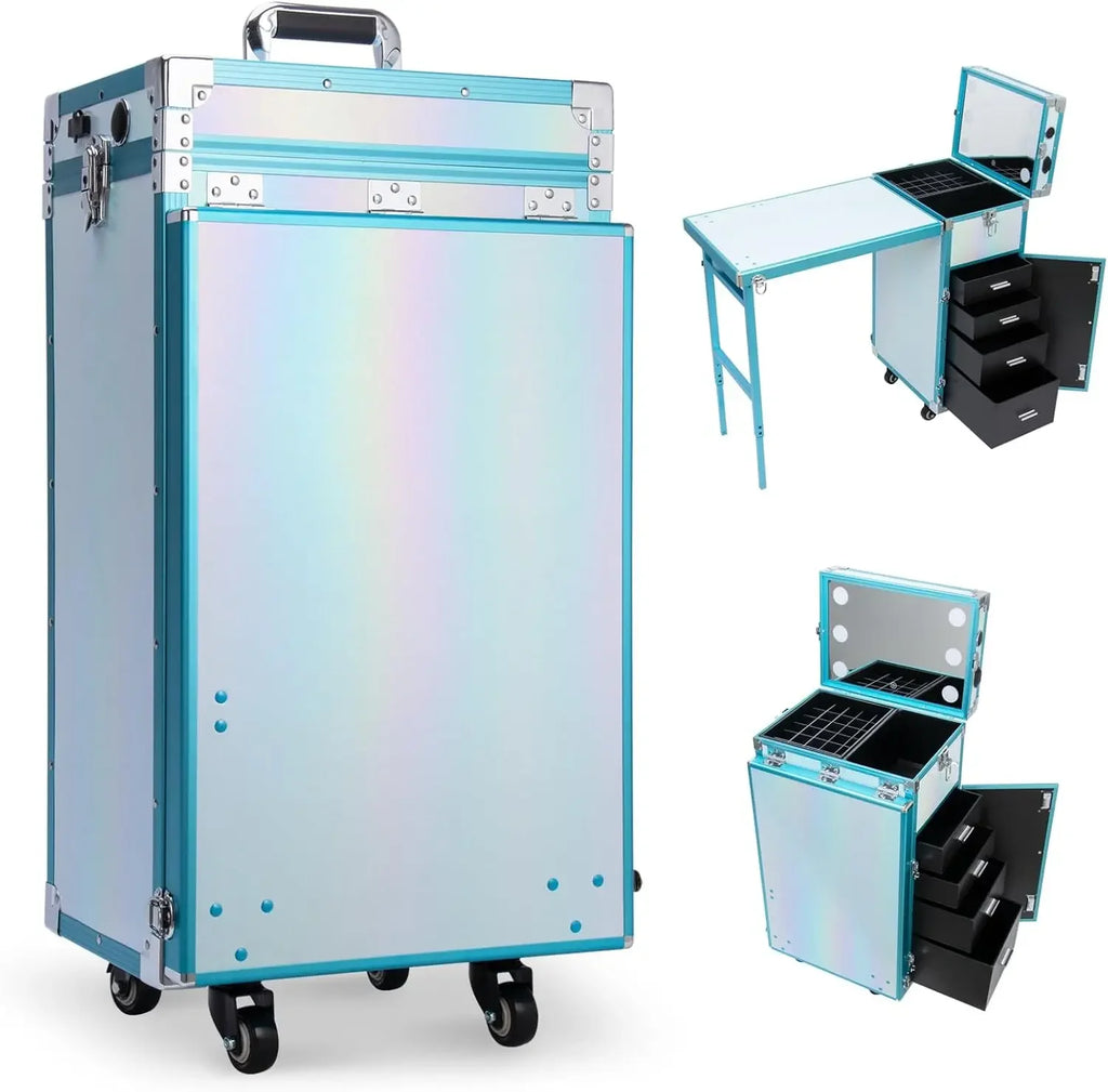Rolling Manicure Table | Foldable Makeup Train Case - Tidesmit Massage Chairs Tidesmit
