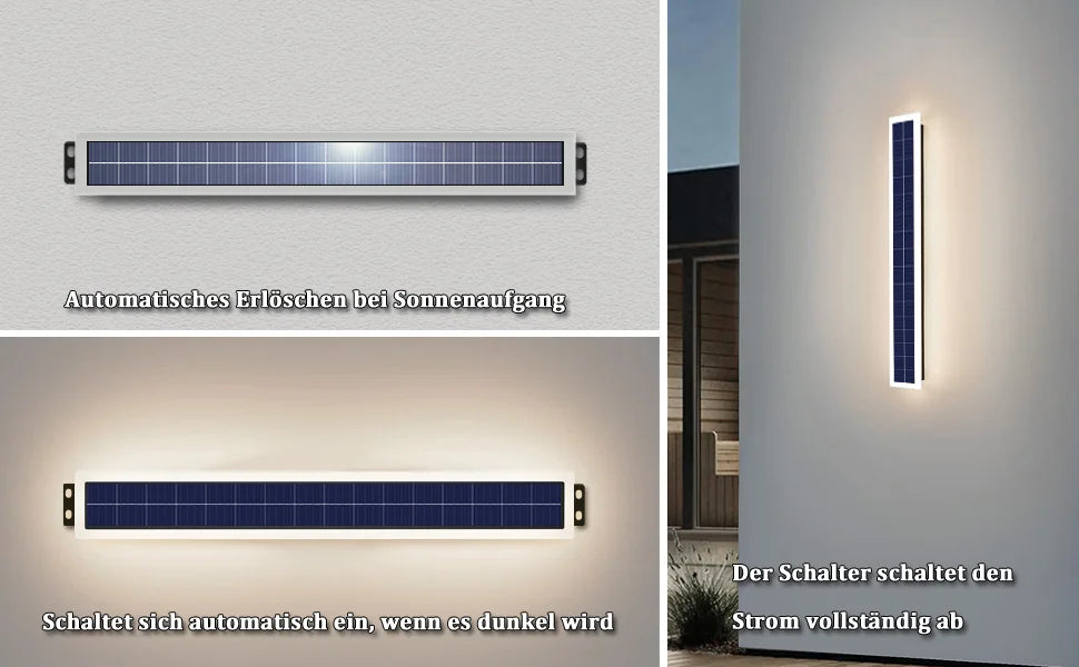 60cm Solar Wall Light Outdoor IP65 Waterproof LED Wall Lamp Dusk to Dawn Solar Powered Exterior Light Fixture for Garden Patio
