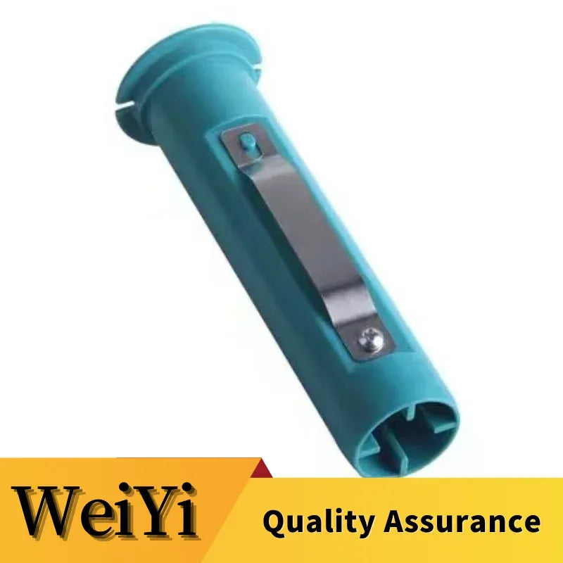 Teal plastic printer shaft axis with metal bracket and circular end cap