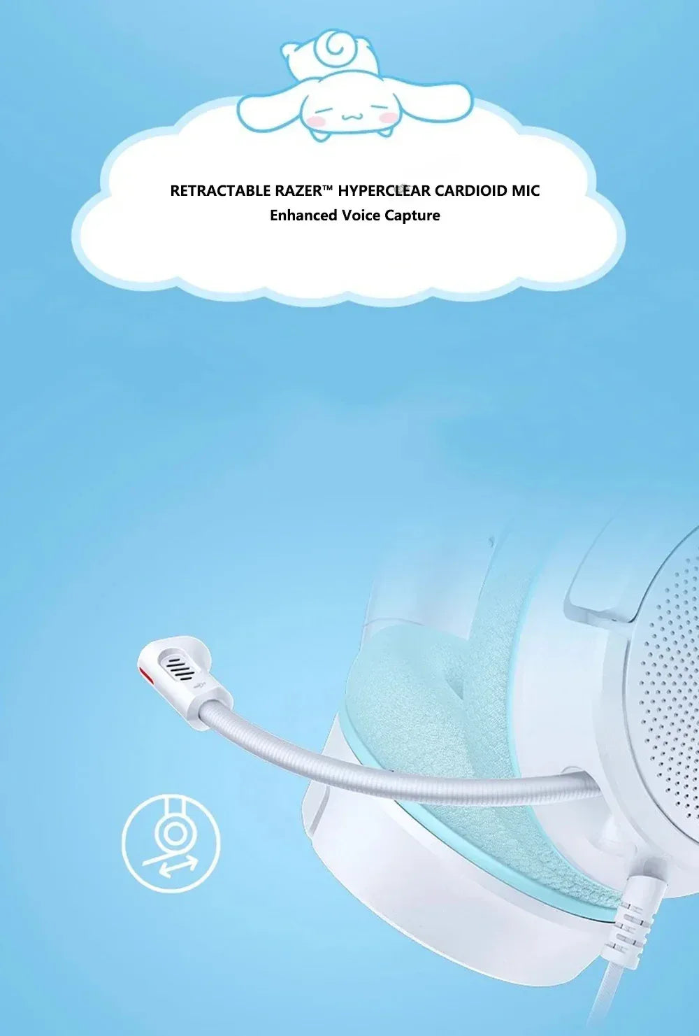 Cinnamoroll Gaming Headset | 7.1 Surround Sound | 40mm Drivers | Tidesmit Tidesmit