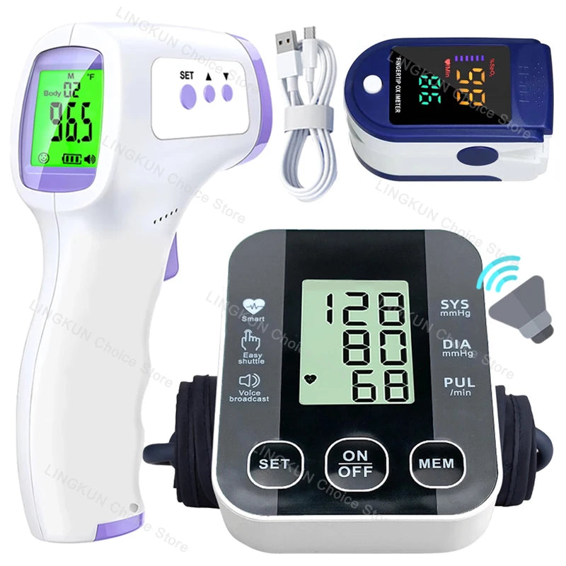 English Voice Digital LCD Tensiometers Blood Pressure Monitor Heart rate Meter Large Cuff Sphygmomanometer Portable Tonometer