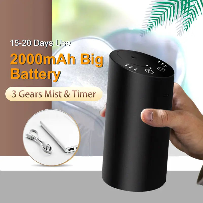 Aluminum Waterless Car Aroma Diffuser 2000mAh Portable Smart Essential Oil Scent Machine Wireless Nebulizer for Auto Home Office