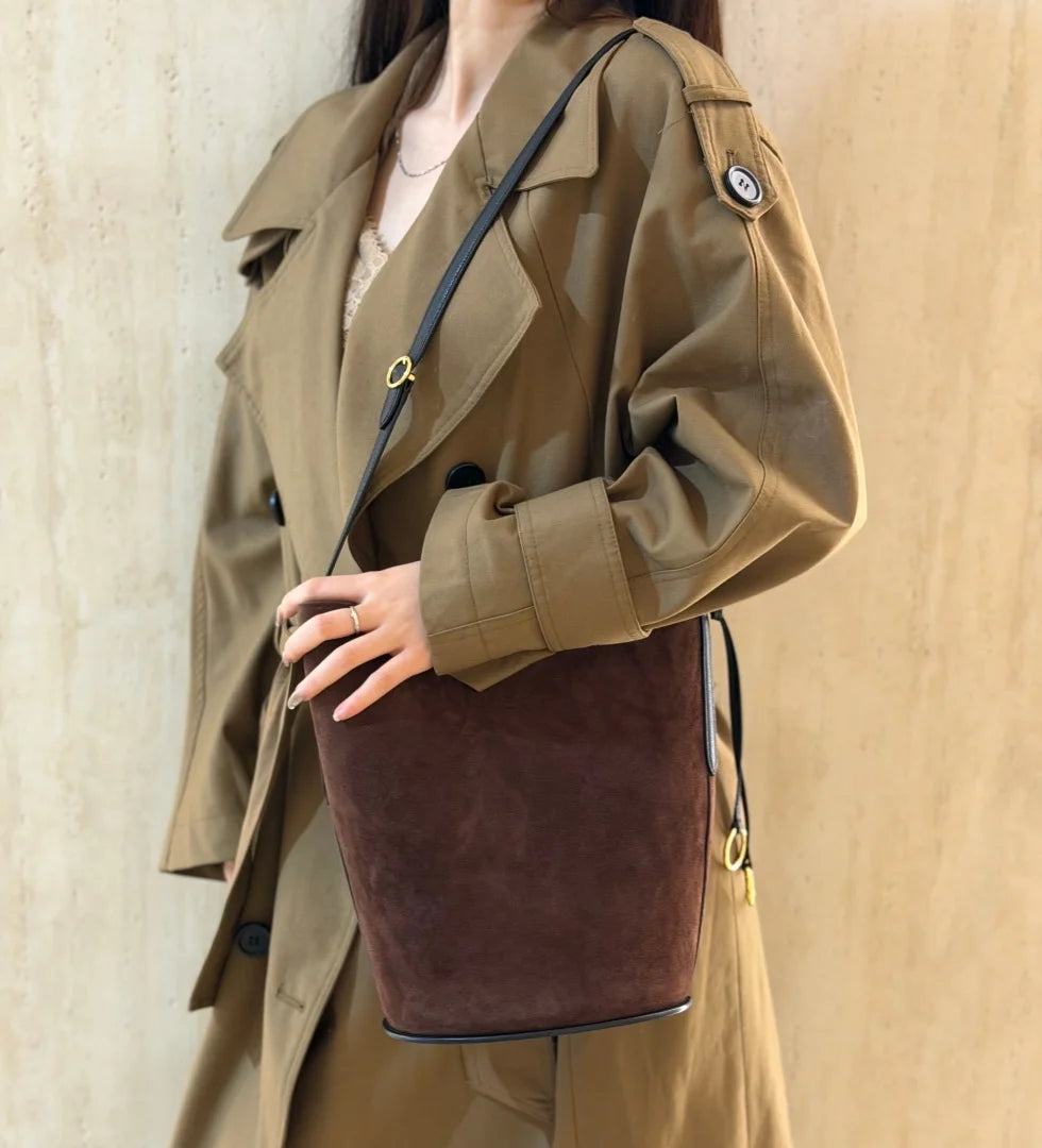 2026 New Bucket Bag Rear Saddle Design High end Leather Shoulder Bag Leather Crossbody Bag