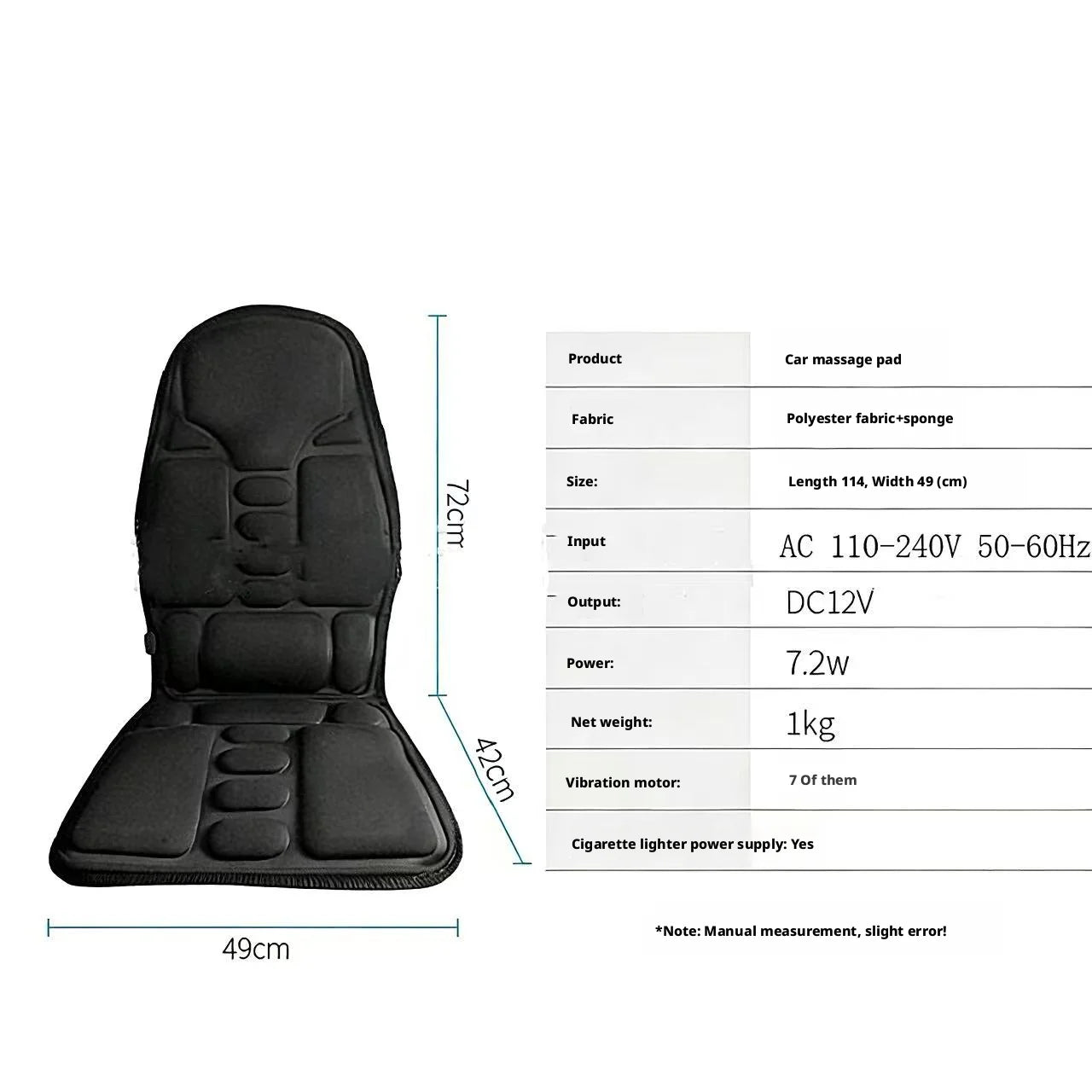 Portable Car Massage Cushion - Heated Deep Tissue Seat Pad Black Massage Cushion Tidesmit