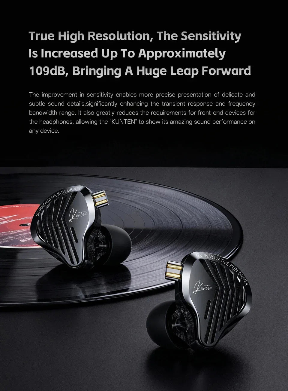 GK KUNTEN Dynamic Drive Headphones HIFI Heavy Bass Earbuds Sports Metal Headphones Detachable Headphones 2PIN KZ Zenith EDX Tidesmit
