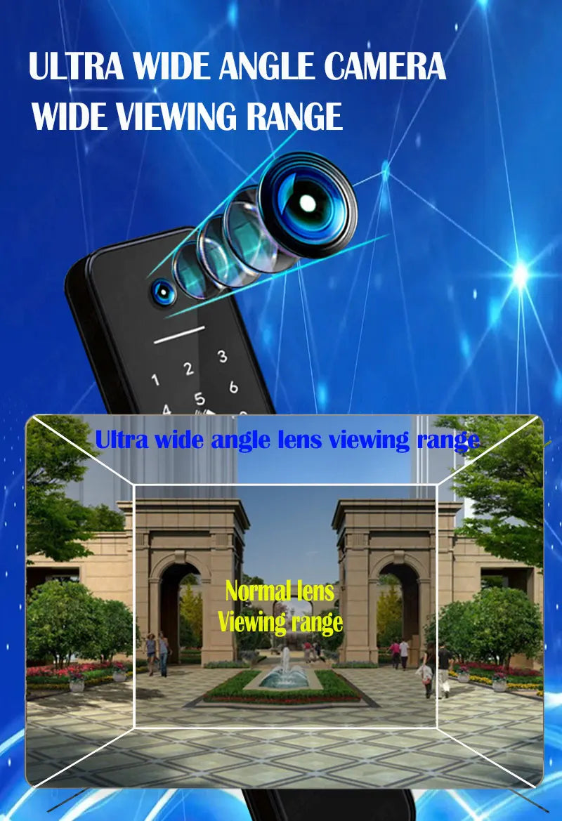 Tuya visual Wifi Digital Electronic Smart Fingerprint Door Lock With Biometric Camera intelligence Card Password Key Unlock