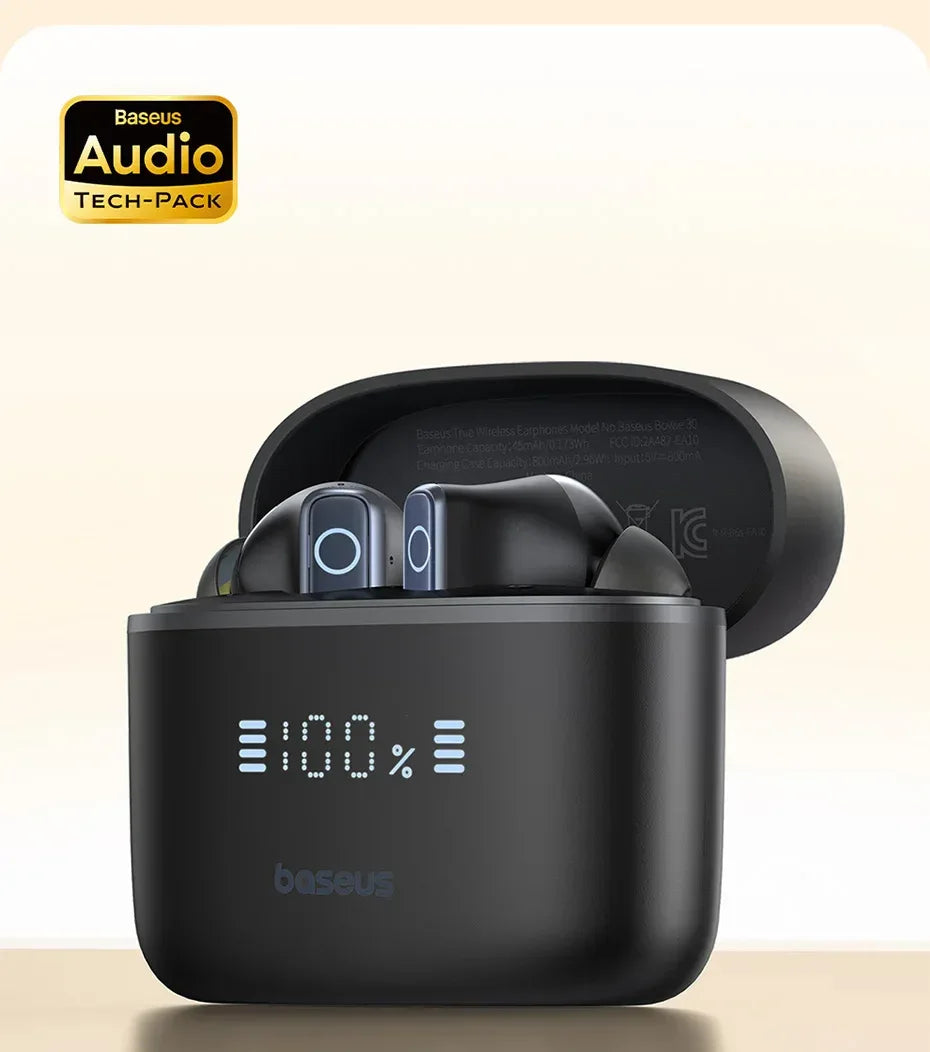 Baseus Bowie 30 Wireless Earphones 50dB Noise Reduction 65Hrs Long Playtime Bluetooth 5.3 Earbuds 6 Mics AI Call Clear Big Bass Tidesmit