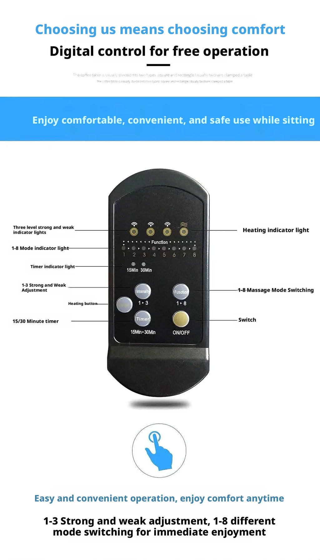 Electric Massage Cushion with Heat Therapy for Car and Home Massage Cushion Tidesmit