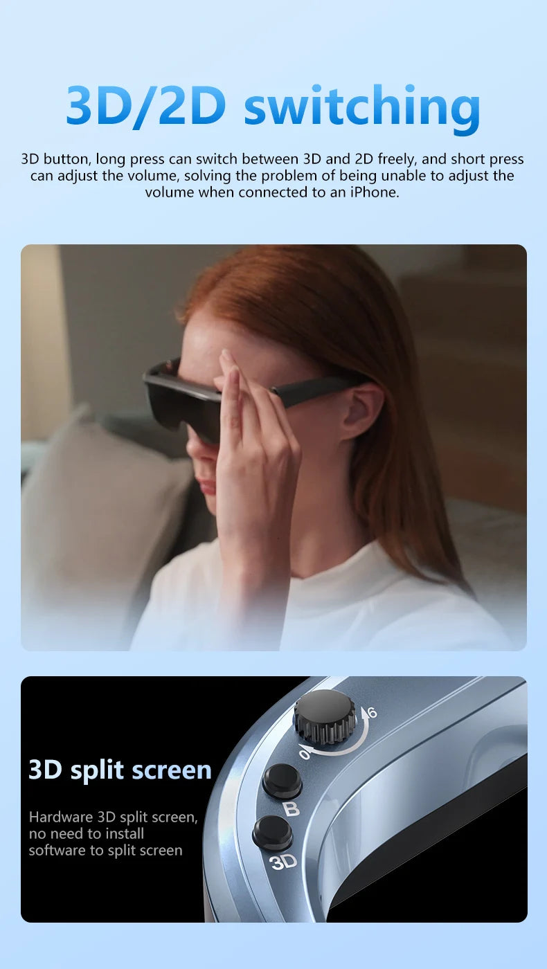 Android 3D VR Smart Glasses - Portable HD Private Cinema with Spatial Audio Tidesmit