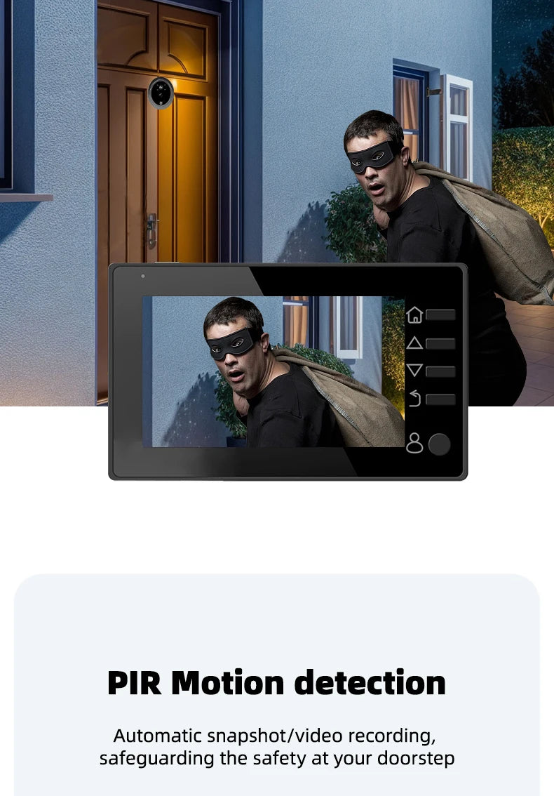 4.3 Inch HD Display Visual Peephole Video Doorbell 145 Degree Angel 1 Megapixel Camera PIR Motion Detection Night Vision Cat Eye