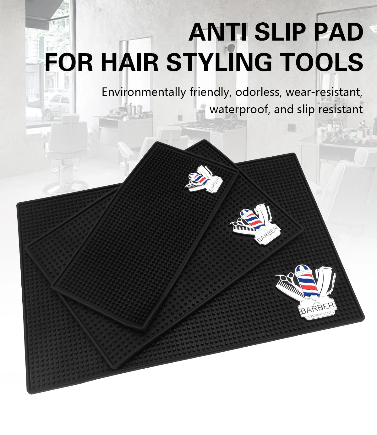 Barber Station Mat | Non-Slip Heat-Resistant Hair Tool Organizer Massage Chairs Tidesmit