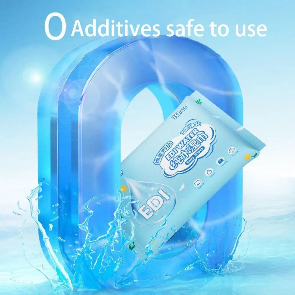10Pcs/Pack New Spunlace Nonwoven Fabric Baby Wipes EDI Pure Water Extractable Baby Care Tools Disposable Portable Wet Wipes