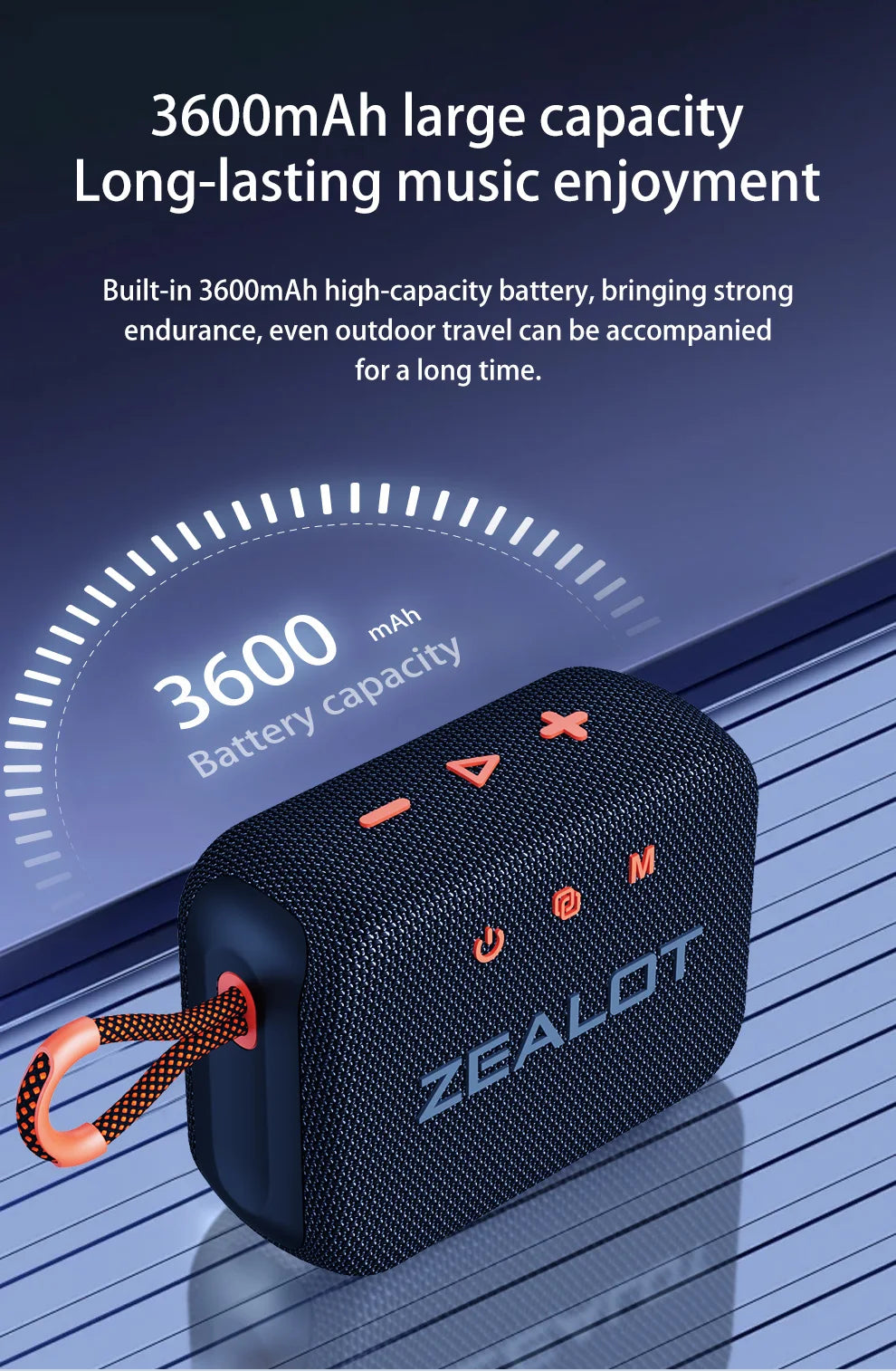 ZEALOT S75 10W Wireless Speakers, Outdoor Portable Subwoofer Speaker Waterproof IPX 6, Wireless Speaker, Dual Pairing,3000mAh.