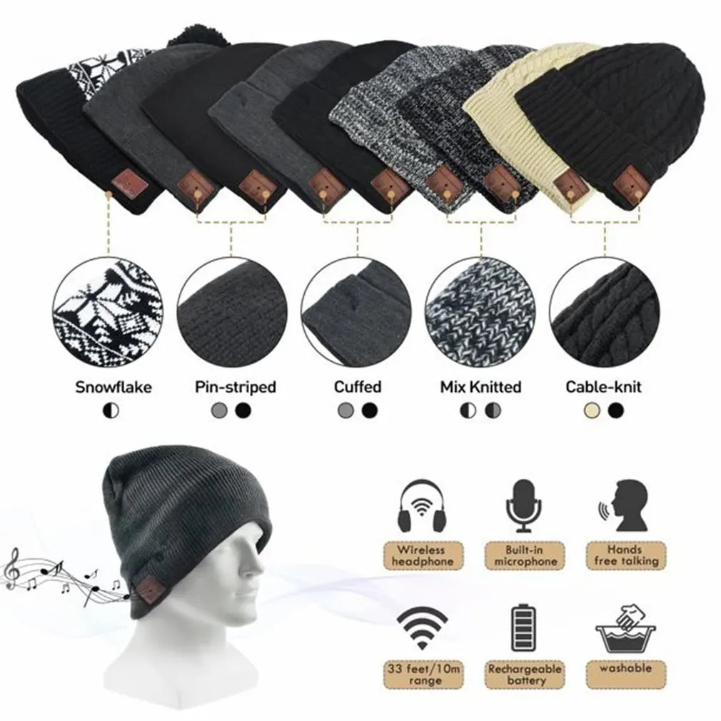 Bluetooth Headband Headphones - Warm Wireless Audio Hat for Winter Tidesmit