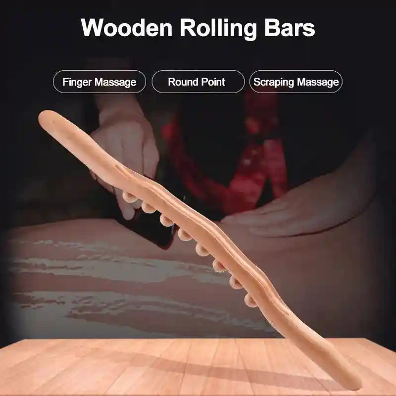 Wooden Gua Sha Massage Roller - Beech Wood Back Muscle Relief Tool Massage Roller Tidesmit