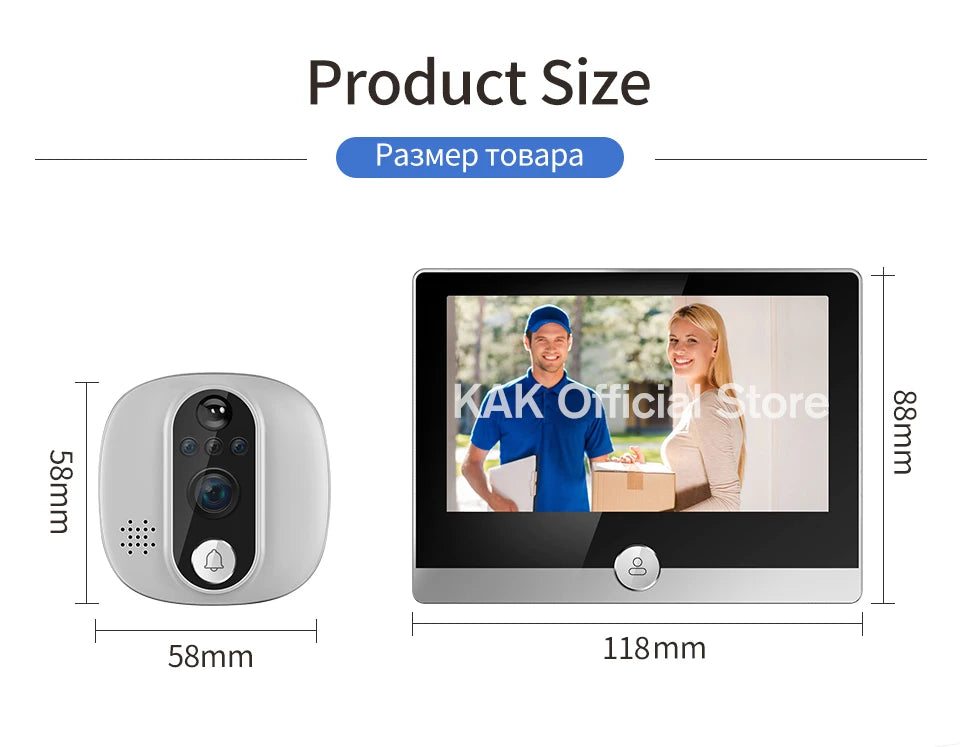 Tuya 1080P WiFi Door Bell Camera Google Alexa Smart Life Video Peephole PIR Motion Detector Digital Door Viewer with Intercom