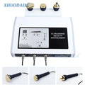 3-in-1 ultrasonic facial device with digital controls, gold probe heads, and cords for anti-aging and spot removal.