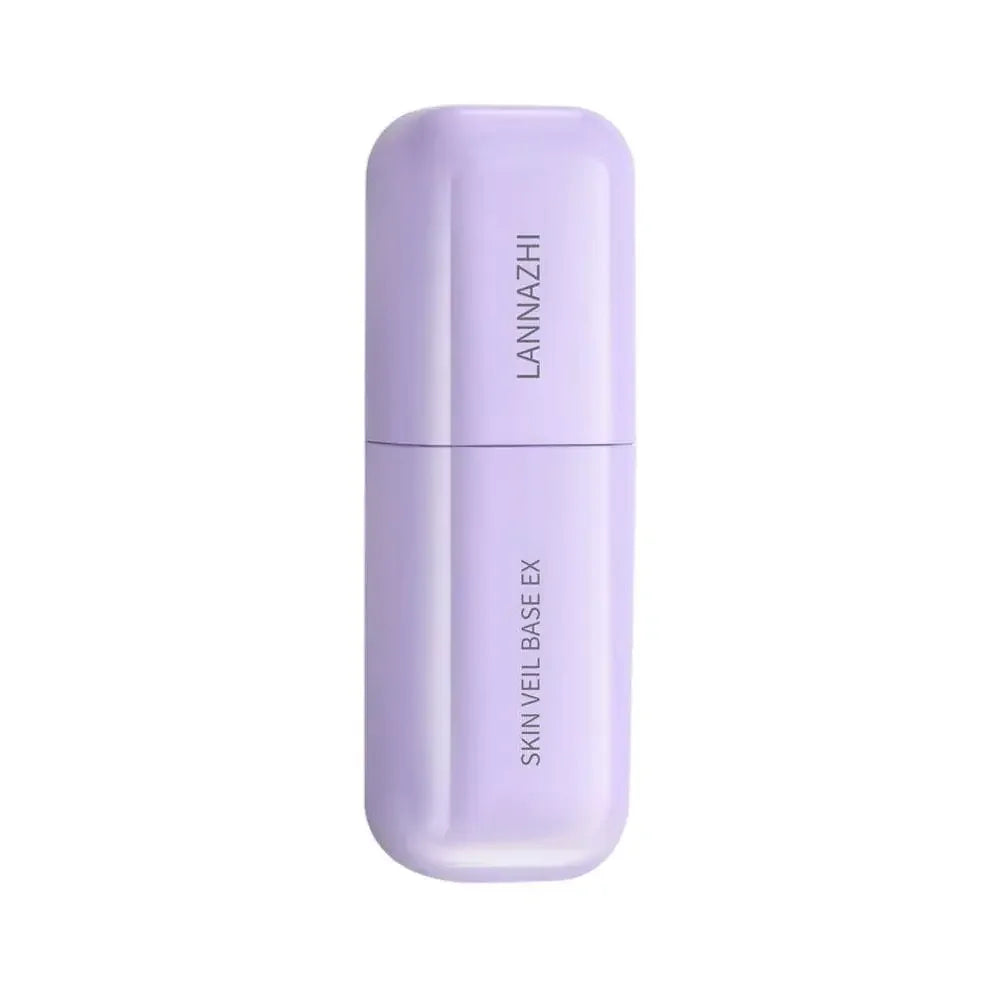 Lavender-colored LANNAZHI Skin Veil Base EX lip balm tube with a smooth, glossy finish for moisturizing lip makeup.