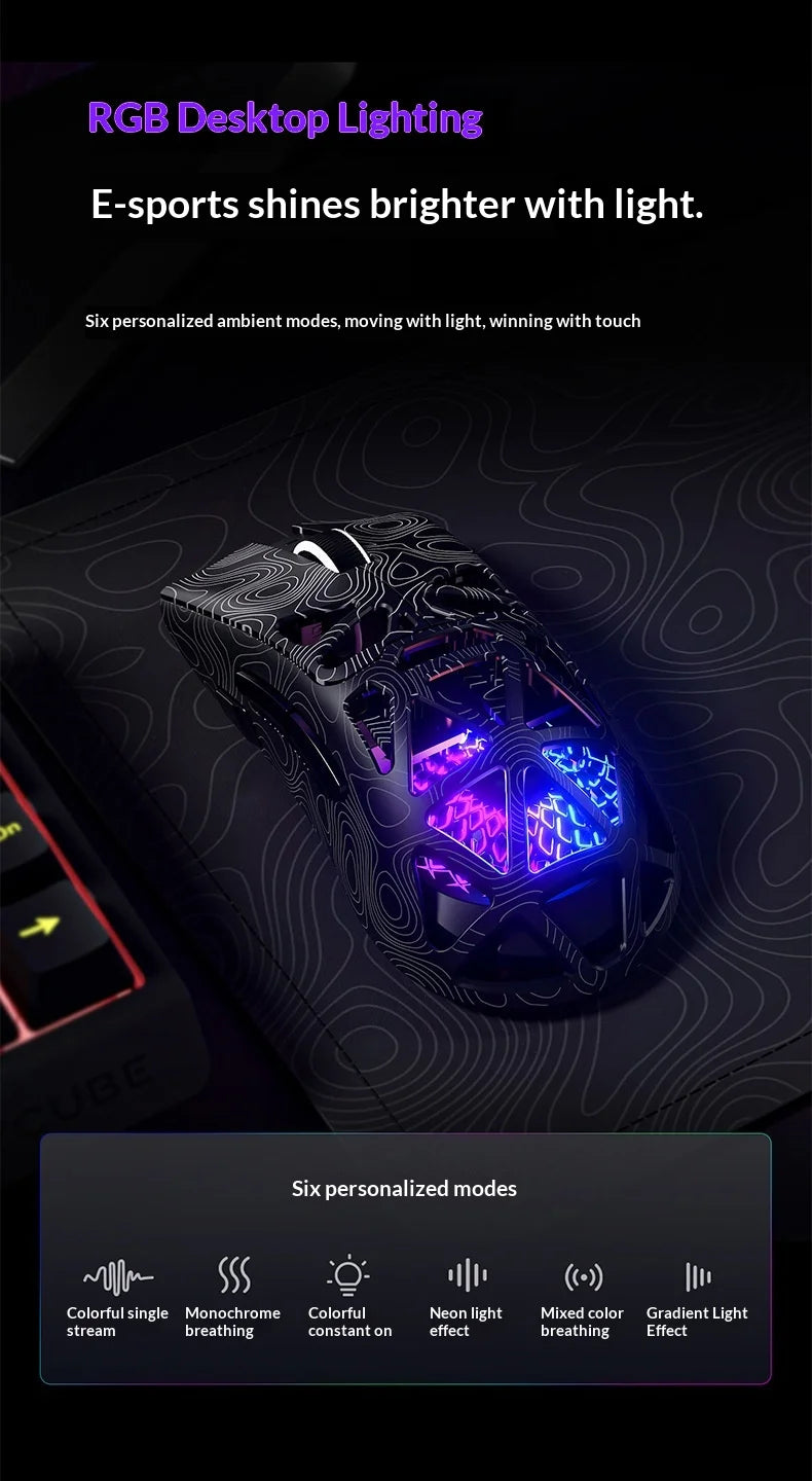 FURYCUBE G11 wireless mouse game Bluetooth the third mock examination PAW3311 lightweight hollow out design RGB mouse