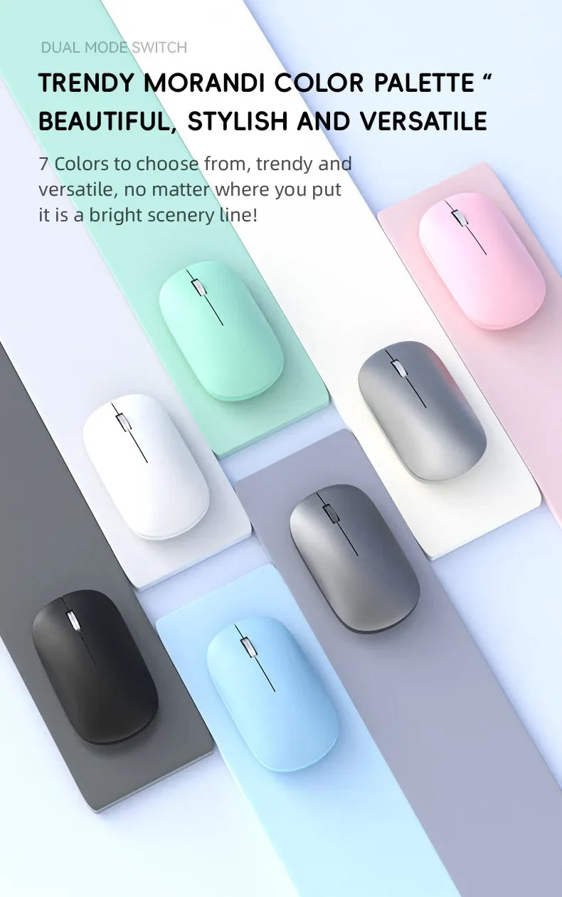 2.4G Wireless Mouse Type-C Rechargeable Bluetooth Mouse 1600DPI Silent Click Portable Office Game No-Noise Mice for PC Laptop