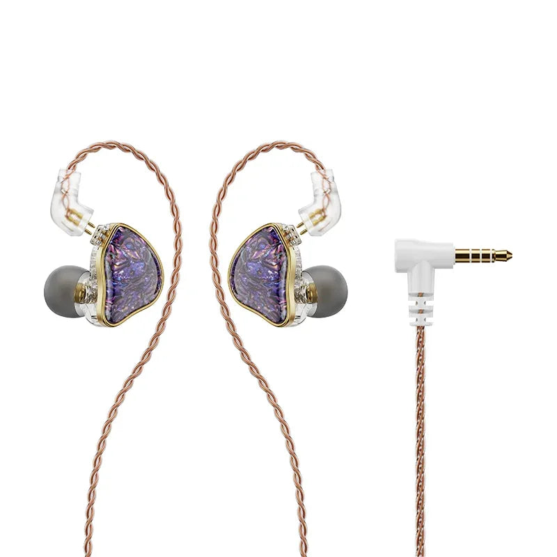 HiFi In-Ear Monitors 1DD+1BA Hybrid Dual Driver Earphones | Tidesmit Purple No Mic Tidesmit