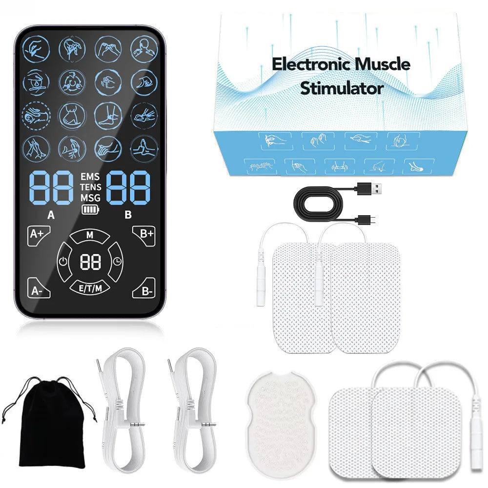 Electric Back Massager - Portable Muscle Relief & Deep Tissue Device Back Massage Instrument Host 4 Pads White Tidesmit