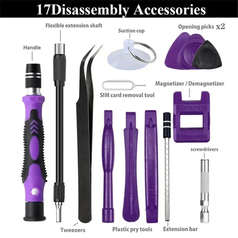 TINSOL 115 in 1 Multifunctional Magnetic Screwdriver Set Screw Driver Bits PC Computer Phone Watch Repair Hardware Tool Kit