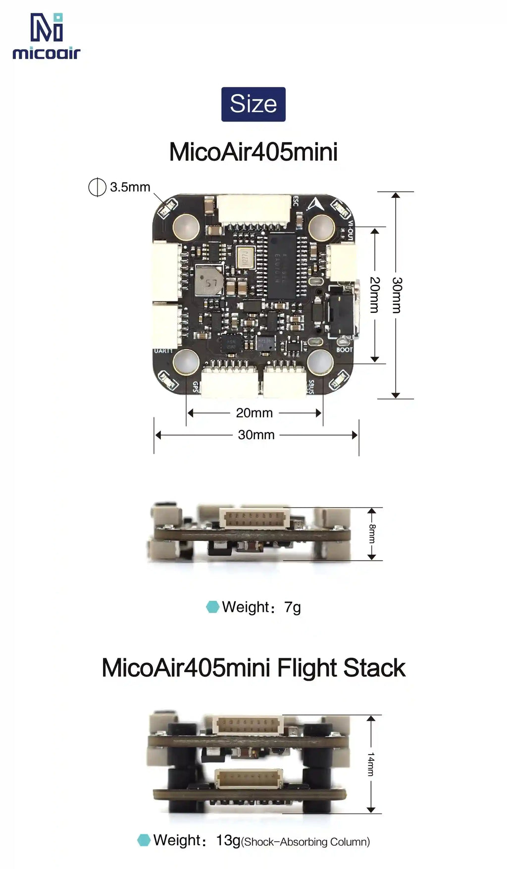 FPV Racing Drone Flight Stack 20x20 30A 4in1 ESC - Reliable Power Tidesmit