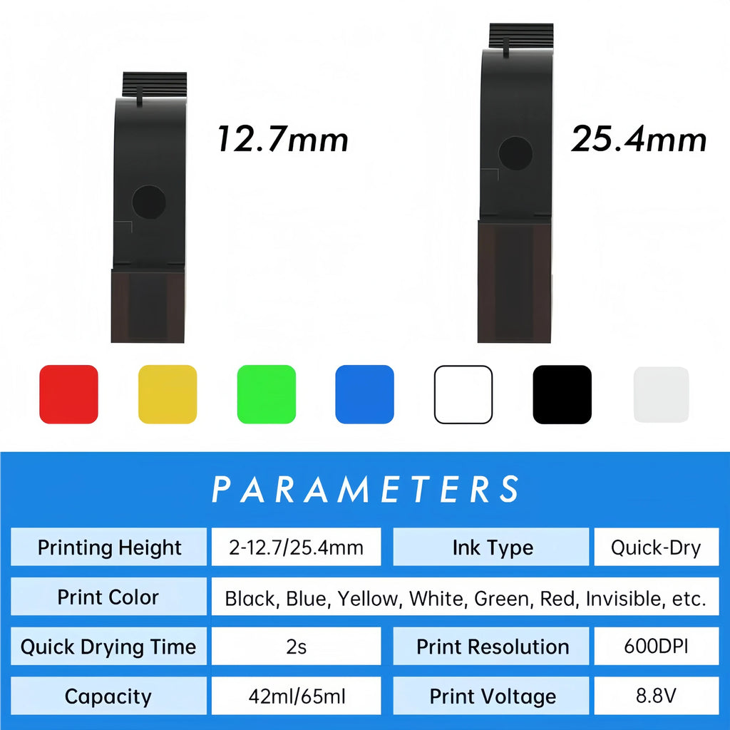 Inkjet coding printer print settings chart with color bar samples and 600dpi resolution