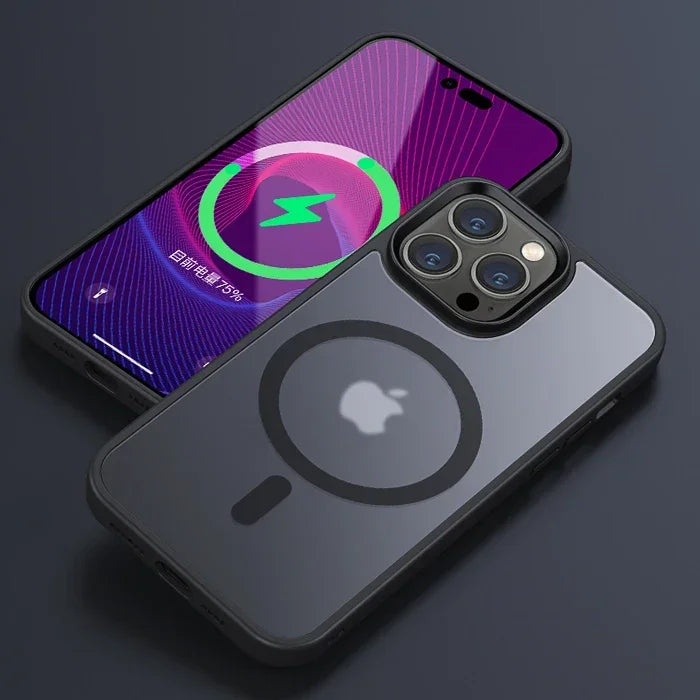Magnetic iPhone Case with Wireless Charging & Military-Grade Drop Protection Black Tidesmit