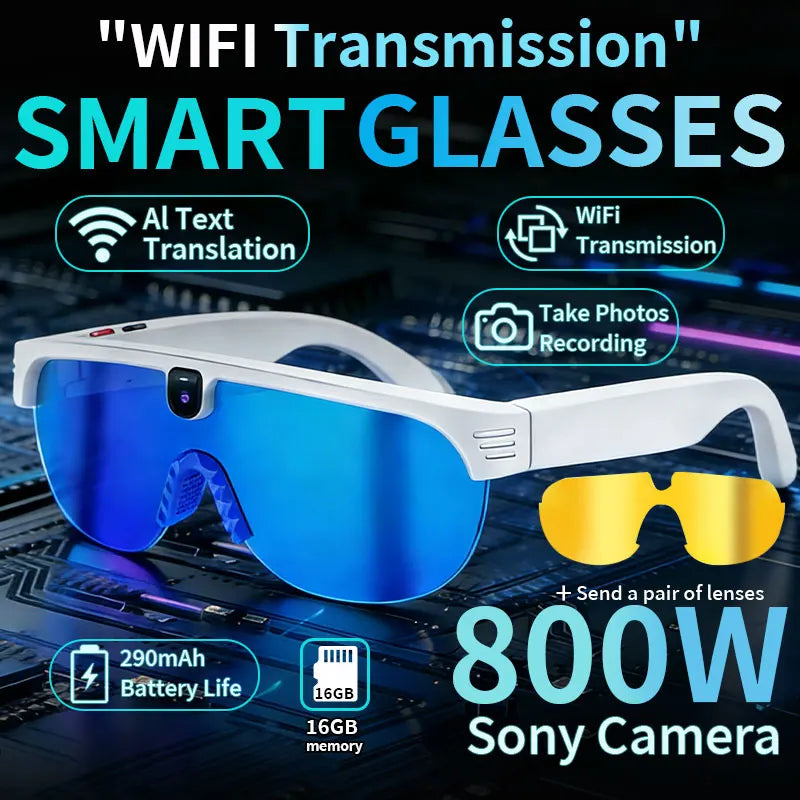 Tidesmit Smart Cycling Glasses with HD Camera and Spatial Bluetooth Audio blue Tidesmit