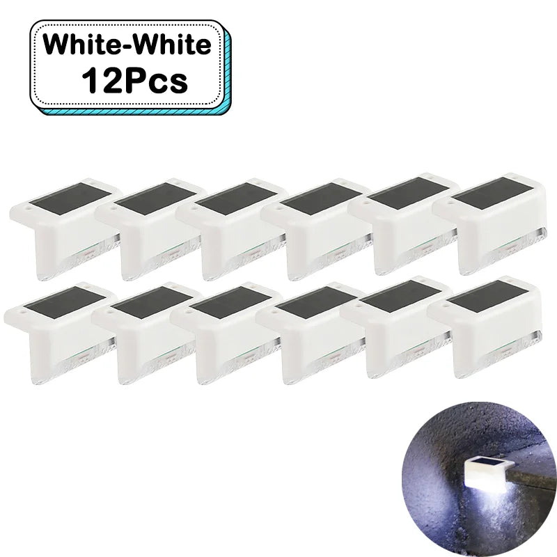 Outdoor Solar Step Lights Warm White LED Waterproof Stair Path Lighting for Garden Patio Fence Balcony Decoration Solar Power
