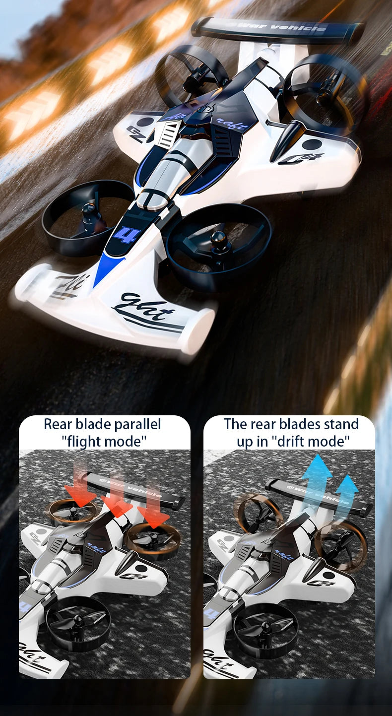 2-in-1 RC Stunt Drone Car - Foldable Aerial and Ground Vehicle White Violet Tidesmit