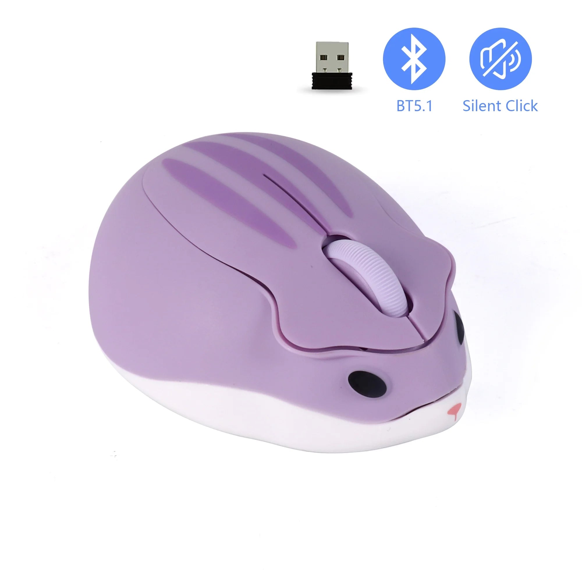 Mini Wireless Mouse 3D Cute Hamster 2.4G Bluetooth Dual Mode Connectivity Long Battery Life Mute USB Optical Mouse For Laptop PC