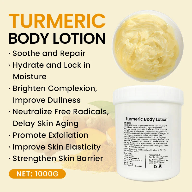 1kg Large Jar Turmeric Skin Brightening Body Lotion Cream for Face And Body - Factory Wholesale
