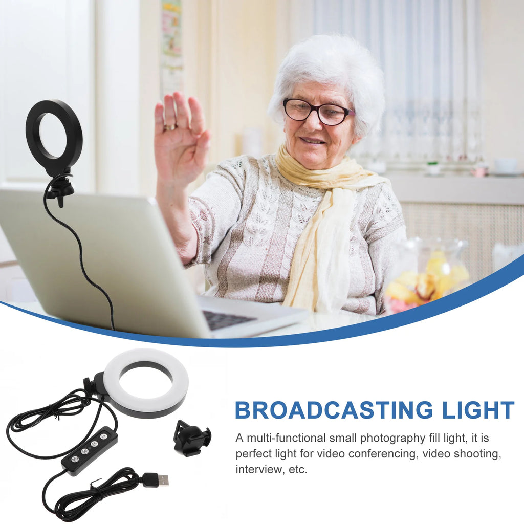 4 Inch LED Ring Light for Video Calls - Adjustable Tone Clip-On Light Tidesmit