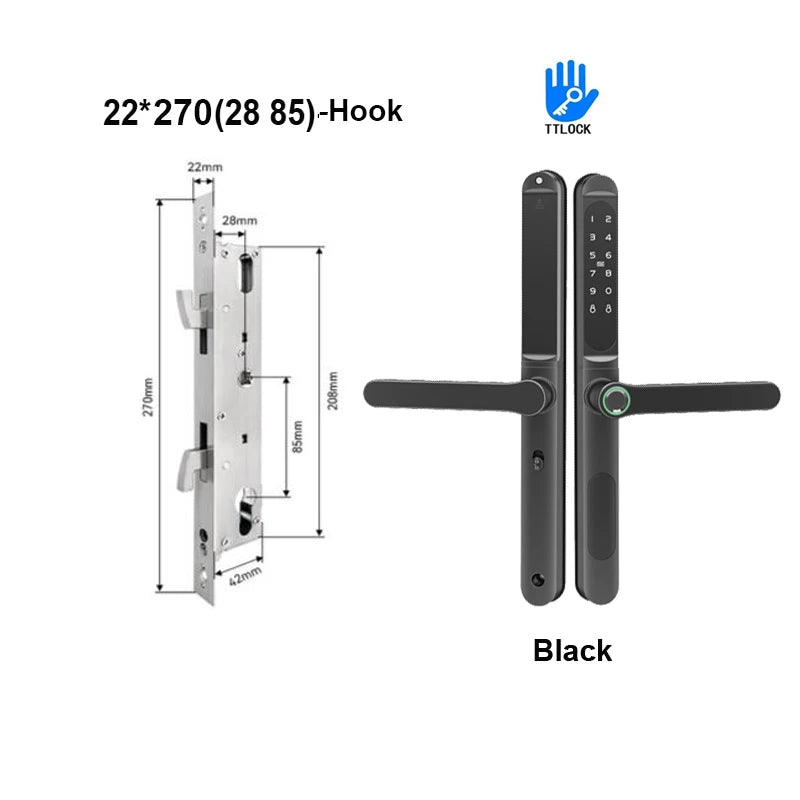 TTLock App Smart Aluminum Door Lock Waterproof Fingerprint Digital Password RFID Card Remote Electronic Sliding Glass Door Lock