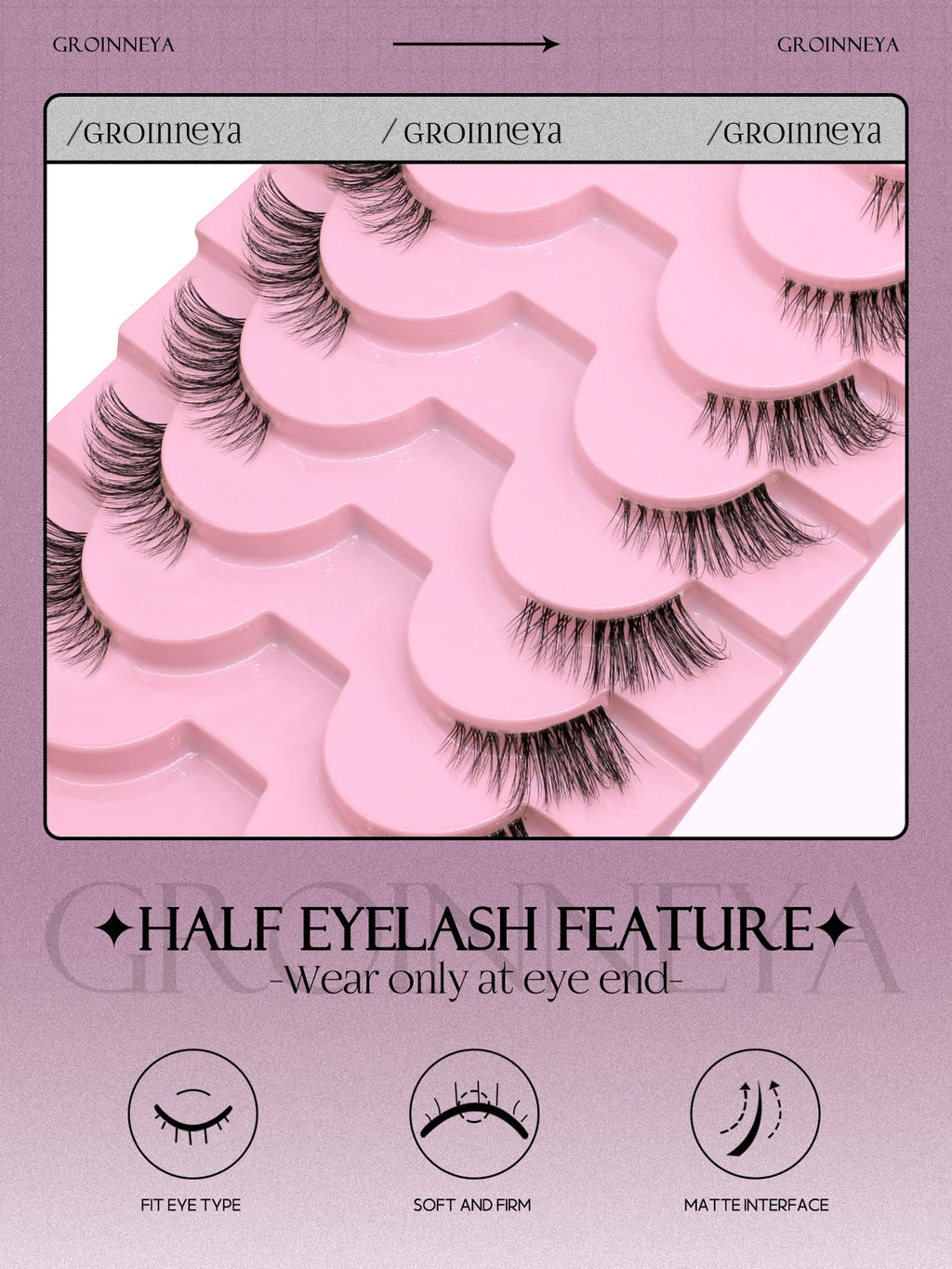 Half Lashes Natural Look Faux Mink Wispy Eyelashes with Clear Band False Eyelashes Tidesmit