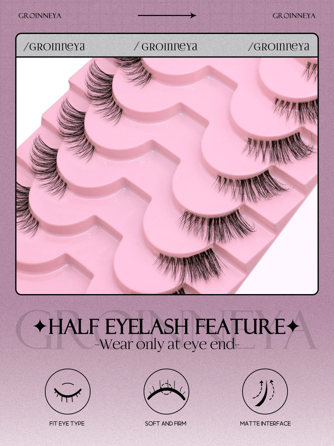 Half Lashes Natural Look Faux Mink Wispy Eyelashes with Clear Band False Eyelashes Tidesmit