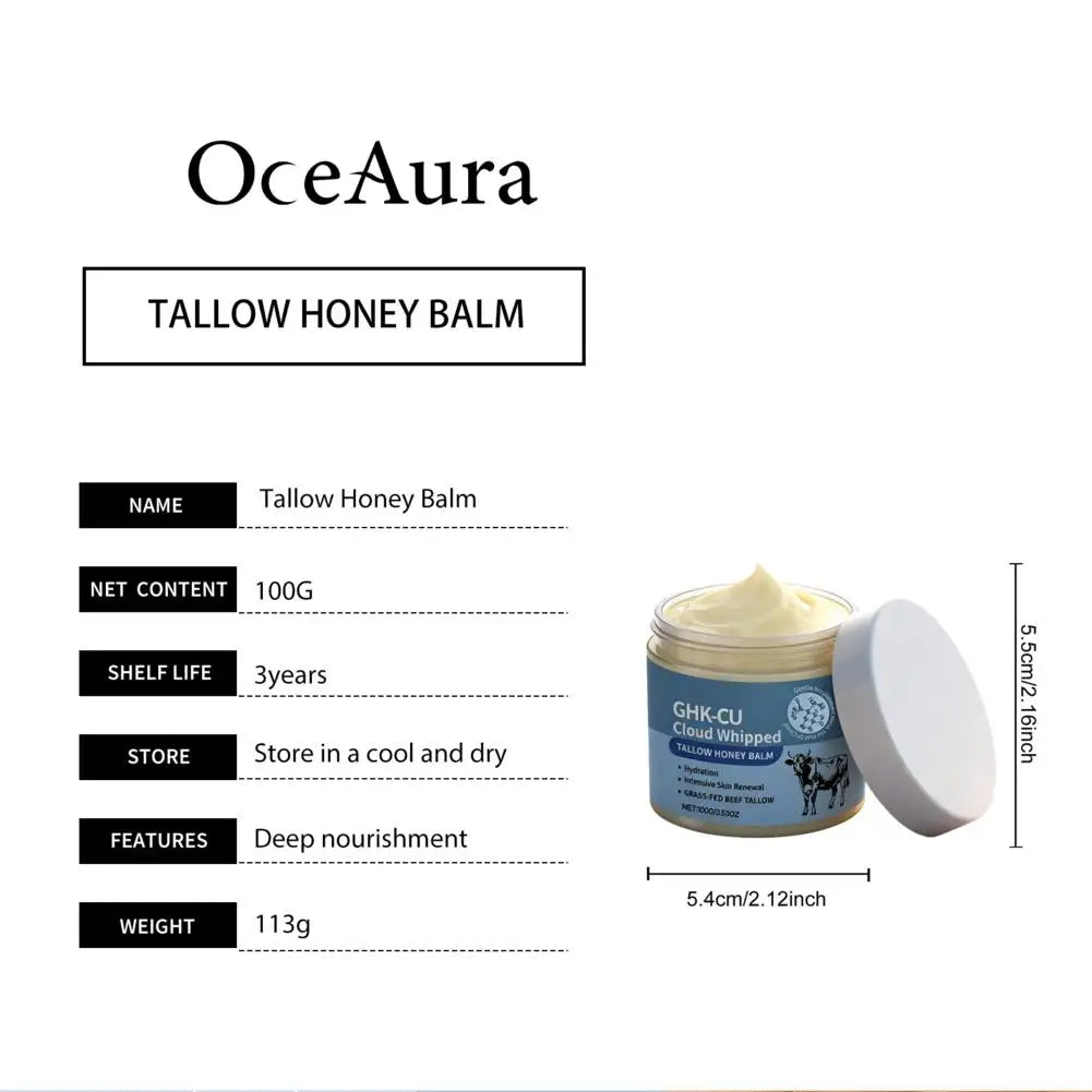 100g Grass-Fed Tallow Honey Balm Methylene Blue GHK-CU Copper Peptide Hydrating Face Body Moisturizer For All Skin Type