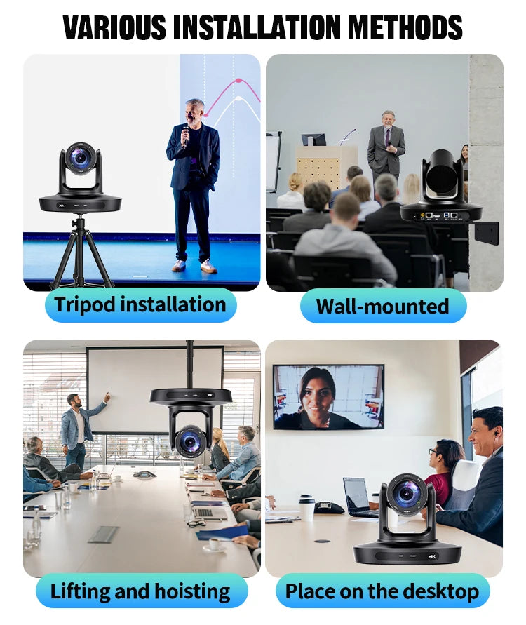 PTZ Camera 4K 20X Zoom Video Conference Camera Kit Church Meeting Live Broadcast PTZ Camera Controller for Video Conferencing