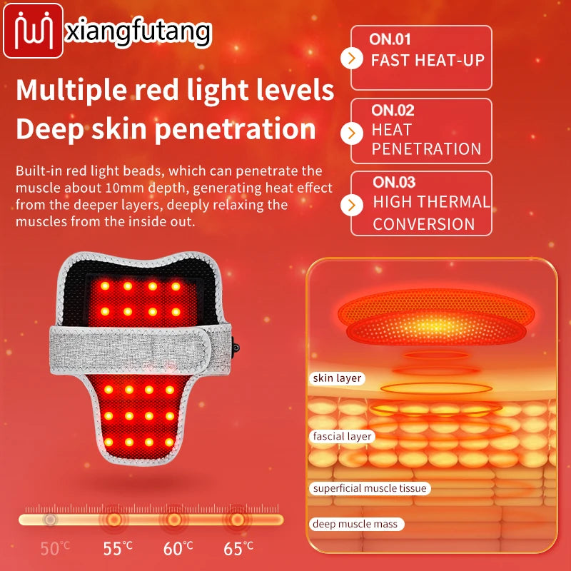 Heated Neck Massager with Red Light Therapy - Portable Muscle Relief Massage Cushion Tidesmit