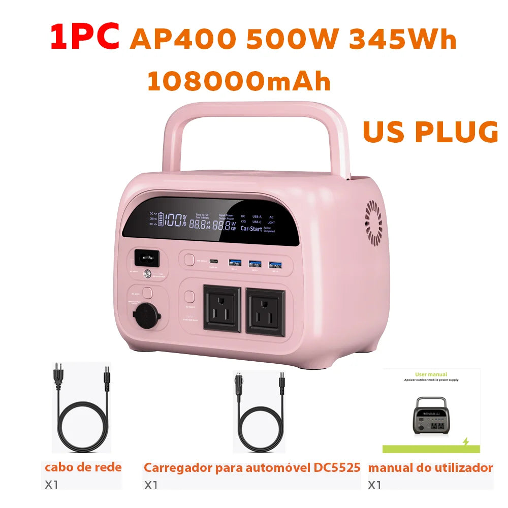 CTOLITY AP400 500W 345Wh 108000mAh LiFePO4 Portable Power Station, Pure Sine Wave Solar Generator, Emergency Backup Power for Camping, Travel & Home Blackout, Multiple Colors Available