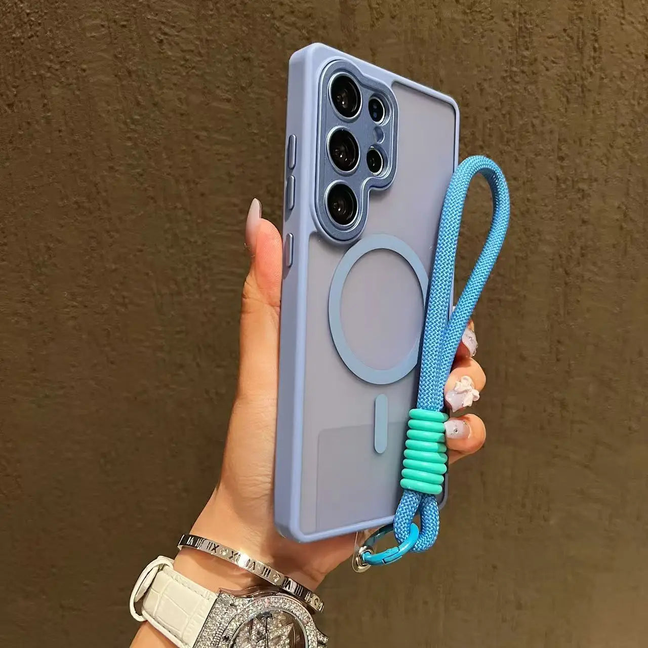 Magnetic Wireless Charging Case for Galaxy S25 Plus - Military-Grade Cover SKY BLUE Case & Strap Tidesmit