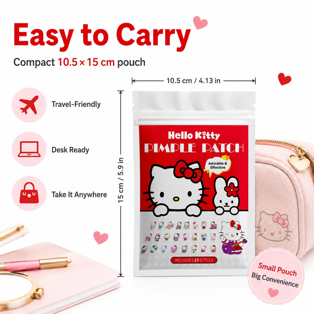 125PCS Sanrio Hello Kitty Acne Patch, Hydrocolloid Acne Patch, Makeup Blemish Pimple Patch, Waterproof and Sweatproof