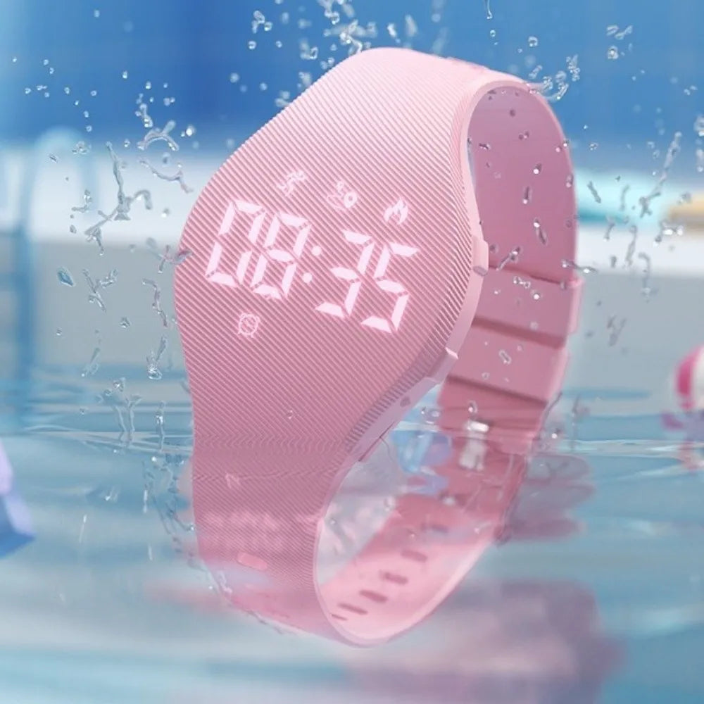 LED Digital Kids Smart Silicone Wristband Waterproof with Running Pedometer Vibrating Alarm Clock Monitor Vibration